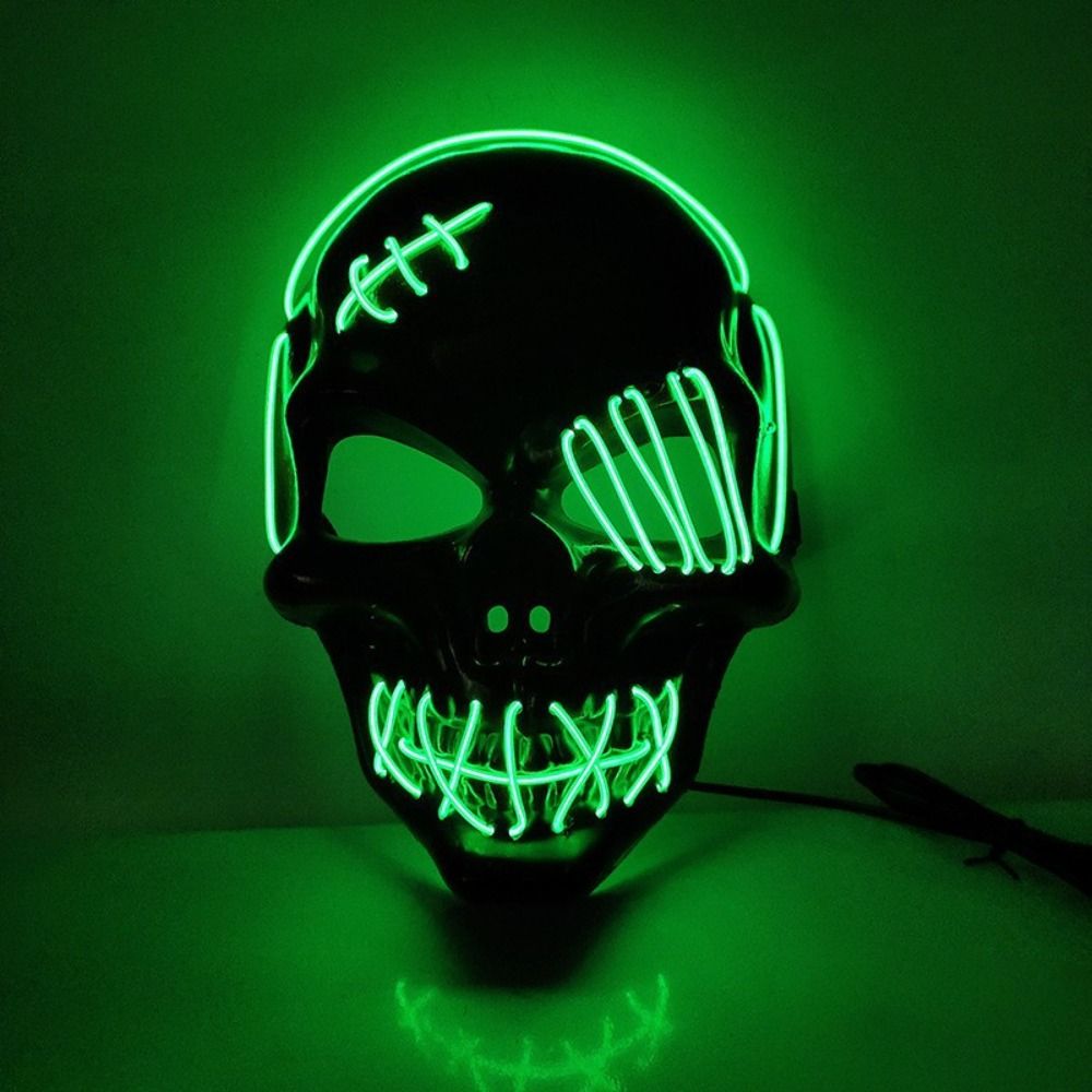 Led Purge Mask Halloween - ゴシックハロウィンスカルグローイングマスクPPコールドライトフルフェイスマスクヘッドウェアアイマスクコスチューム小道具ショー