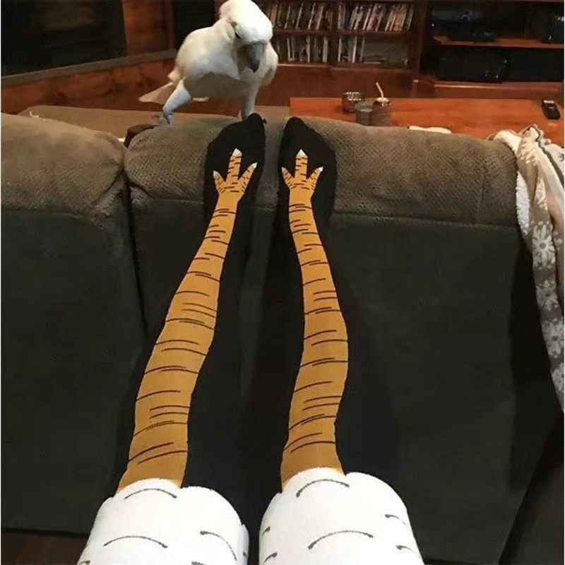 Funny Chicken Leg Socks - 女性用チキンパウソックス アニメチキンクロウロングソックス クリスマスおもしろジムウェア ハロウィンパーティーコスチューム小道具 ファンシーホームドレス