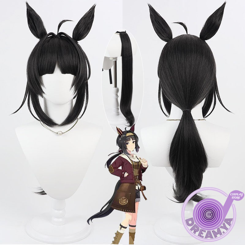 Anime Cosplay Wig Heat Resistant - ロゴタイプ コスプレウィッグ ウマ娘 プリティーダービー ブラック ロング