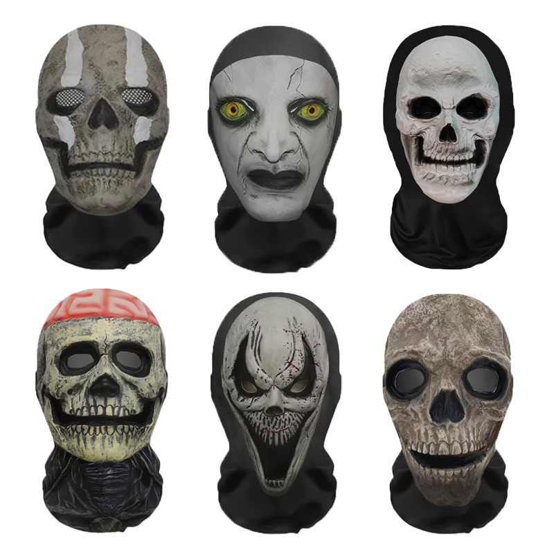 Led Purge Mask Halloween - ハロウィンゴーストフェイス 3D マスクバラクラバフルフェイス弾性メッシュ通気性スカルヘッドカバーホラーパーティーハロウィンコスプレ小道具