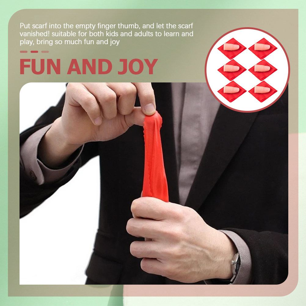 Thumb Tip Magic Trick Set - 消えるシルクを使ったマジックセット。偽の指先とスカーフが6個付属。子供から大人まで楽しめる、ステージやパーティー用の小道具。