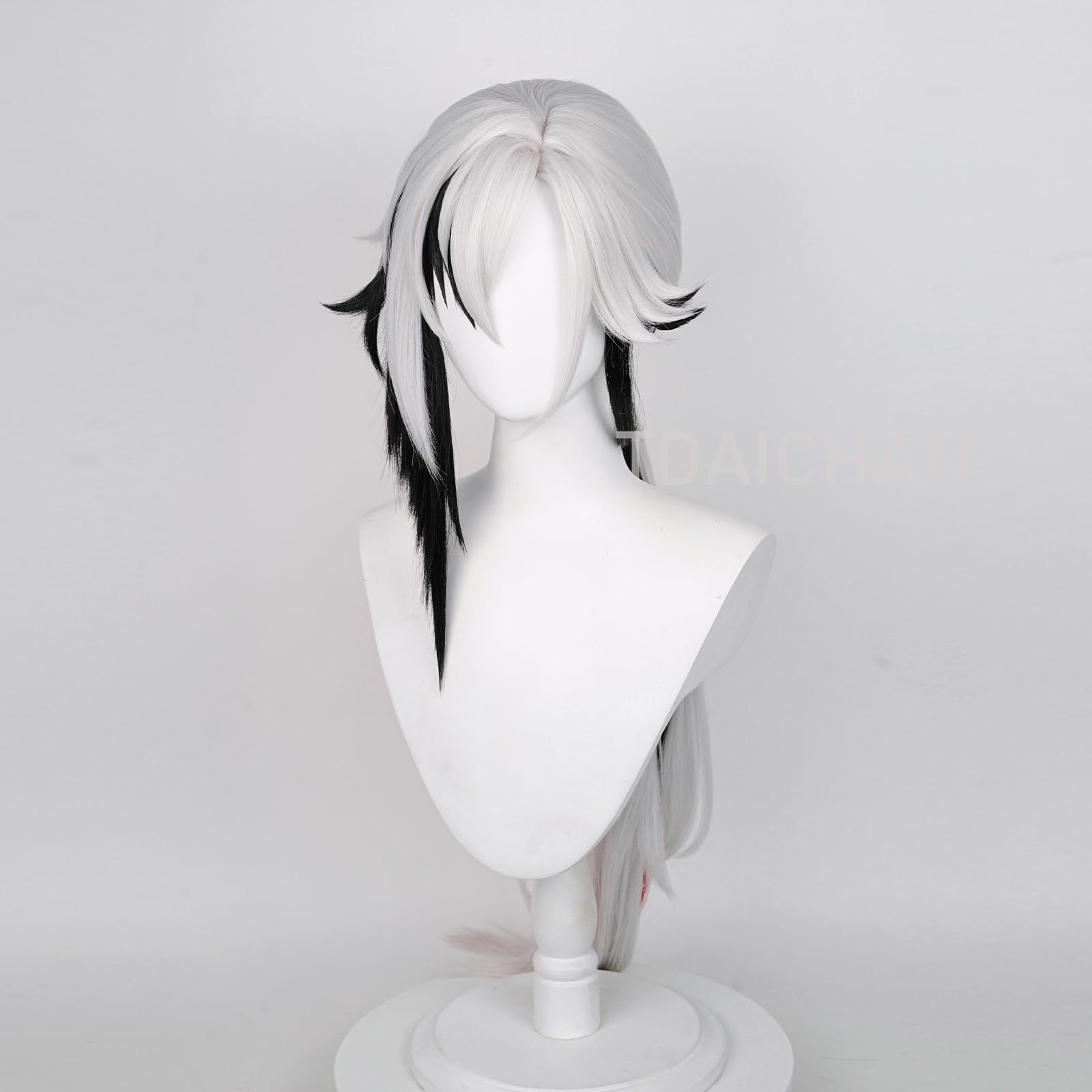 原神アレッキーノコスプレウィッグロングシルバーブラックグラデ - Anime Cosplay Wig Heat Resistant のレビューと価格