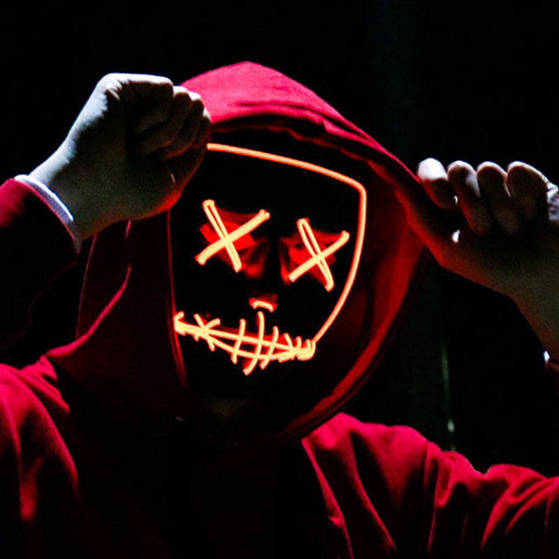 ハロウィン怖いヴェンデッタマスク光る匿名ハッカーマスク映画テ - Led Purge Mask Halloween のレビューと価格