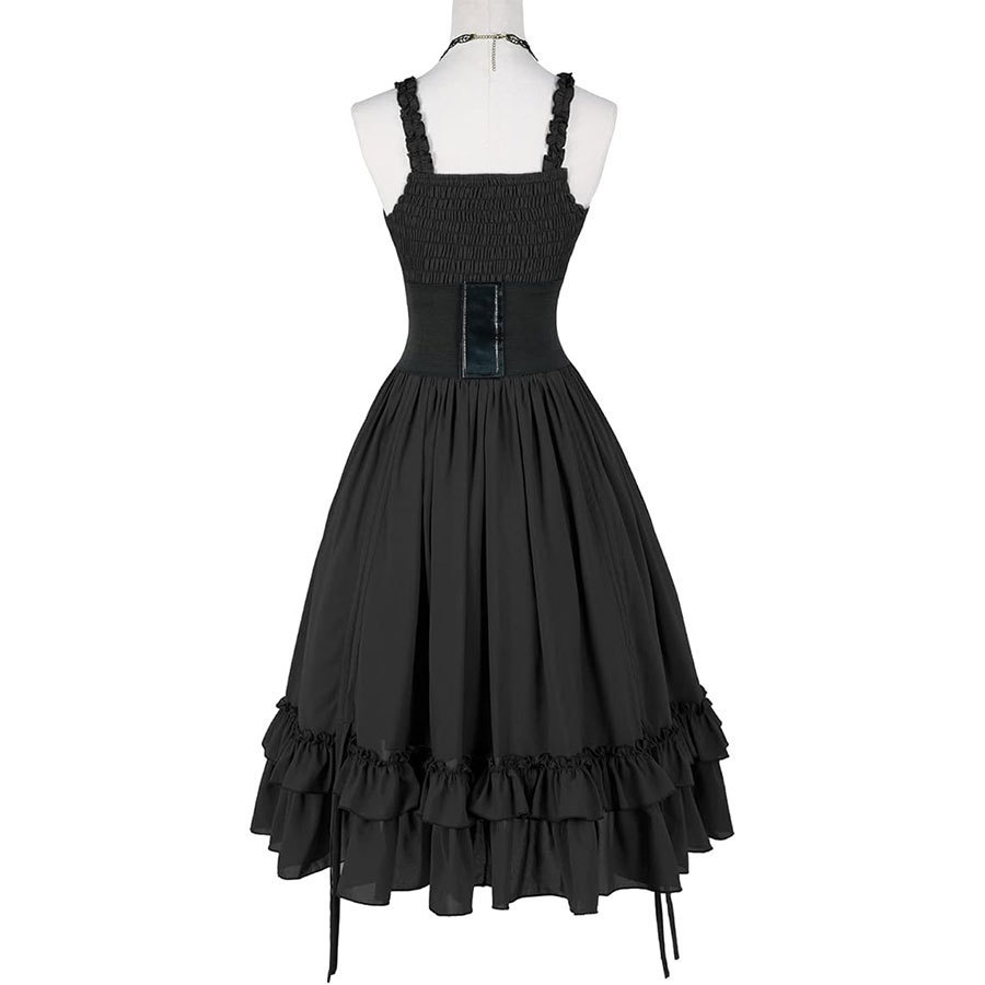 女性ゴシックドレスコルセットスリップブラックパンクロリータ不 - Medieval Renaissance Dress Women のレビューと価格