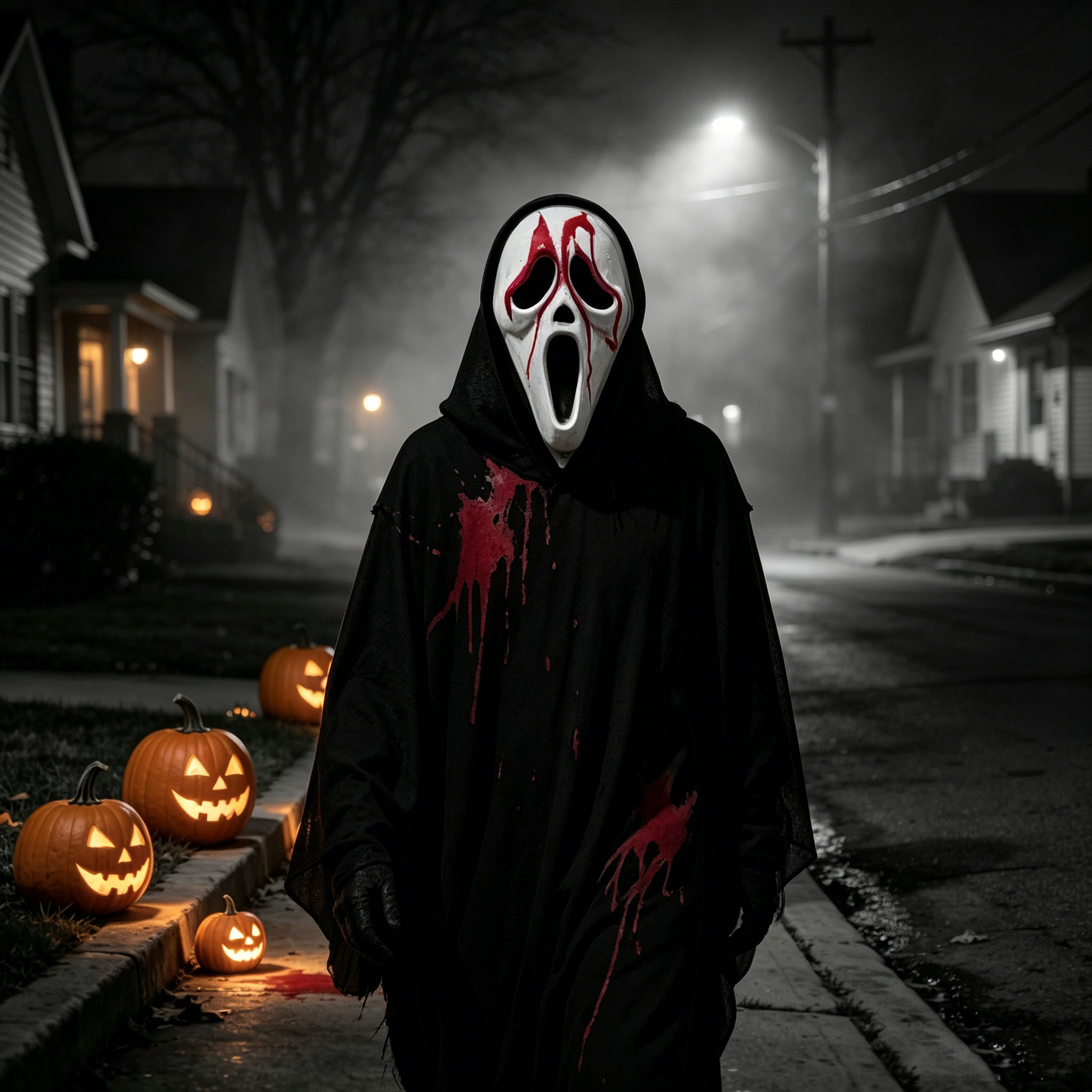 ゴーストホラーマスク ブラックメッシュフード付き フルフェイ - Led Purge Mask Halloween のレビューと価格